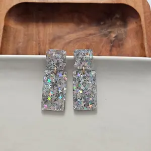 Spiffy & Splendid Ida Earrings - Silver Glitter