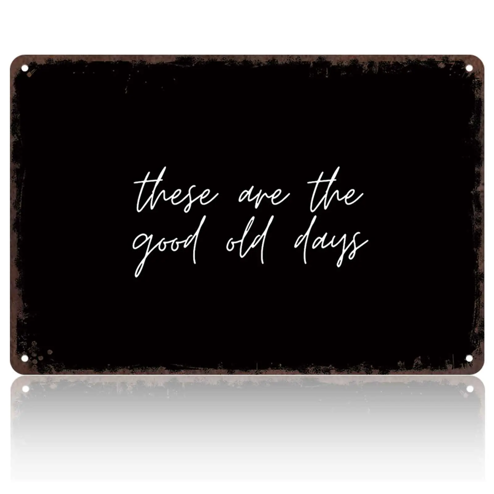 Rustic Distressed Minimalist White Cursive Text Rectangular Aluminium Sign (8x12 in) - Decorative Hangable Wall Hang Farmhouse Home Decor, Living Room Decor for Modern Home Offices, Modern Farmhouse Living Rooms, Letter