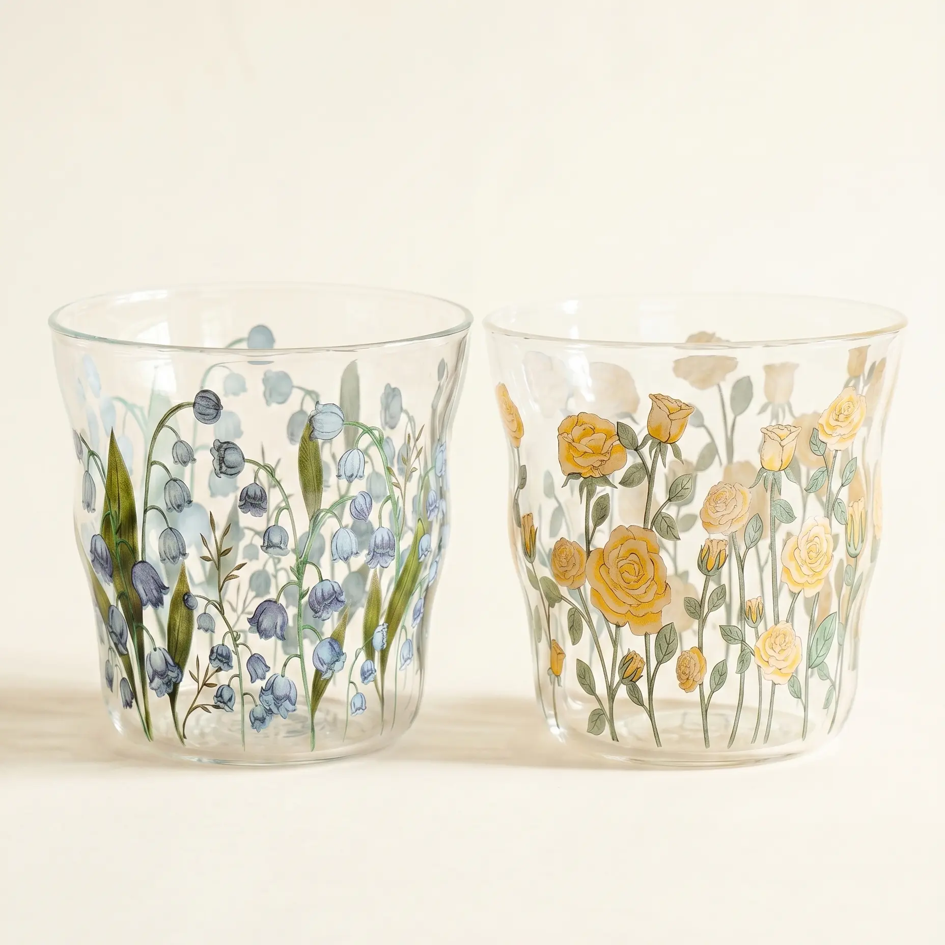 Antique Floral Glass Cup · 10oz