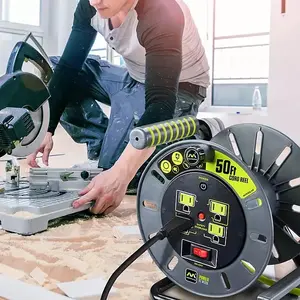 Masterplug 50ft 4 Socket Extension Cord Reel With Wall Mount 13A Cable