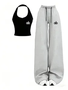 Summer Women's High Waist Drawstring Skirt Set, Pants, Short Crop Sleeveless Top, Y2K Style, Slimming Fit, Casual Fashion