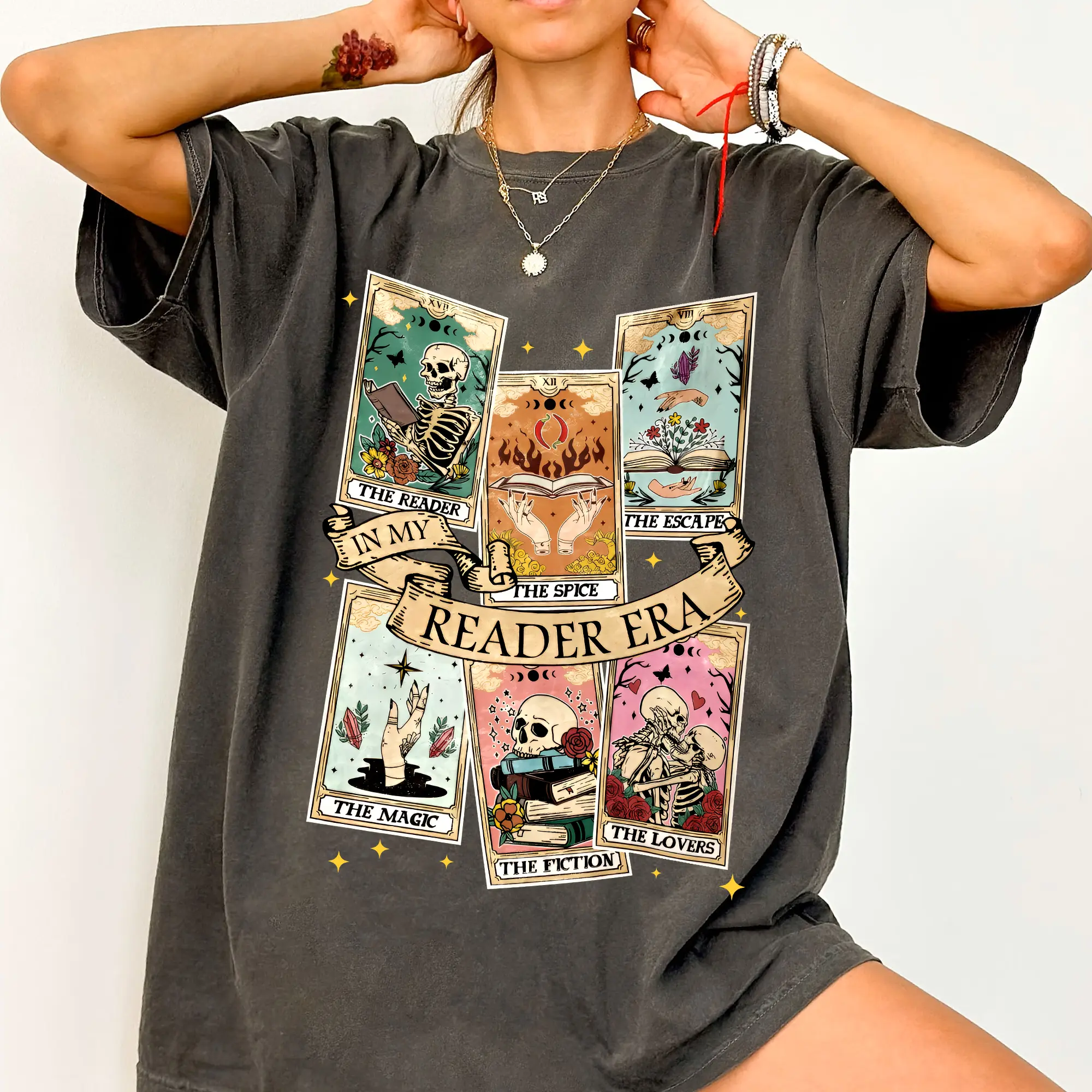 In My Reader Era Tarot Card Shirt Sweatshirt - Skeleton Reading Bookish Shirt, Book Lover Shirt Sweatshirt