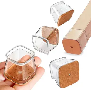 Square Chair Leg Floor Protectors, Furniture feltpads for Hardwood Floors, furniture Sliders forChair Legs, Floor Protectors for Chairs, reducesnoise Silicone Chair Leg Caps Cover, Large, Clear mini gifts outdoorfun