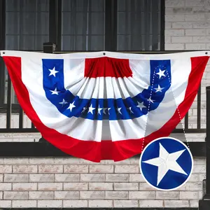 G128 Porch Bunting Flag American USA | 3x6 Ft | Embroidered 210D Polyester | Decoration for Balcony Porch Bannister, Mounted with Brass Grommets