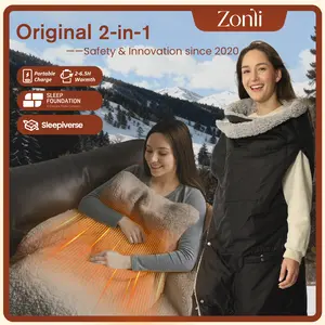 Zonli Outdoor Wearable Heated Electric Blanket 2026 Upgrade (Cordless, USB Powered) – Built-in 10000mAh Power Bank ，8 Heating Pads & 3 Heating Levels | For Travel, Camping, Office, Sofa – Stylish Winter Gift for Women，Machine Washable, Heaters, Durable