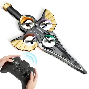 Flying Sword RC Glider with Gesture & Remote Control, 3-Speed Stunt Plane, Lightweight Easy to Fly RC Glider, Dual Control (Black‑Gold with Handle‑Type Remote)