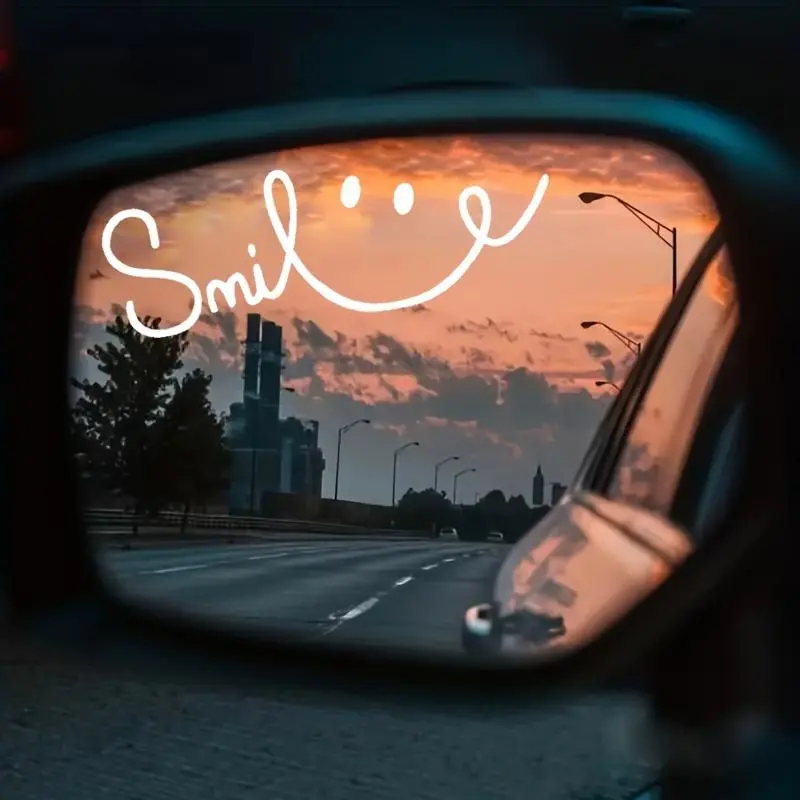 Happy face stickers, suitable for walls and vehicles - Inspiring self-adhesive mirror stickers - Removable, suitable for home decoration in bedrooms, living rooms and entrances - Suitable for stickers on cars, motorcycles, racing trucks and laptops