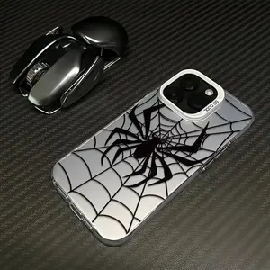 Trendy Spider Web Silicone Phone Case Fashion TPU Laser Craft Anti-Drop Cover for iPhone 17 16 15 14 13 12 11 & Samsung Galaxy S25 S24 S23 S22