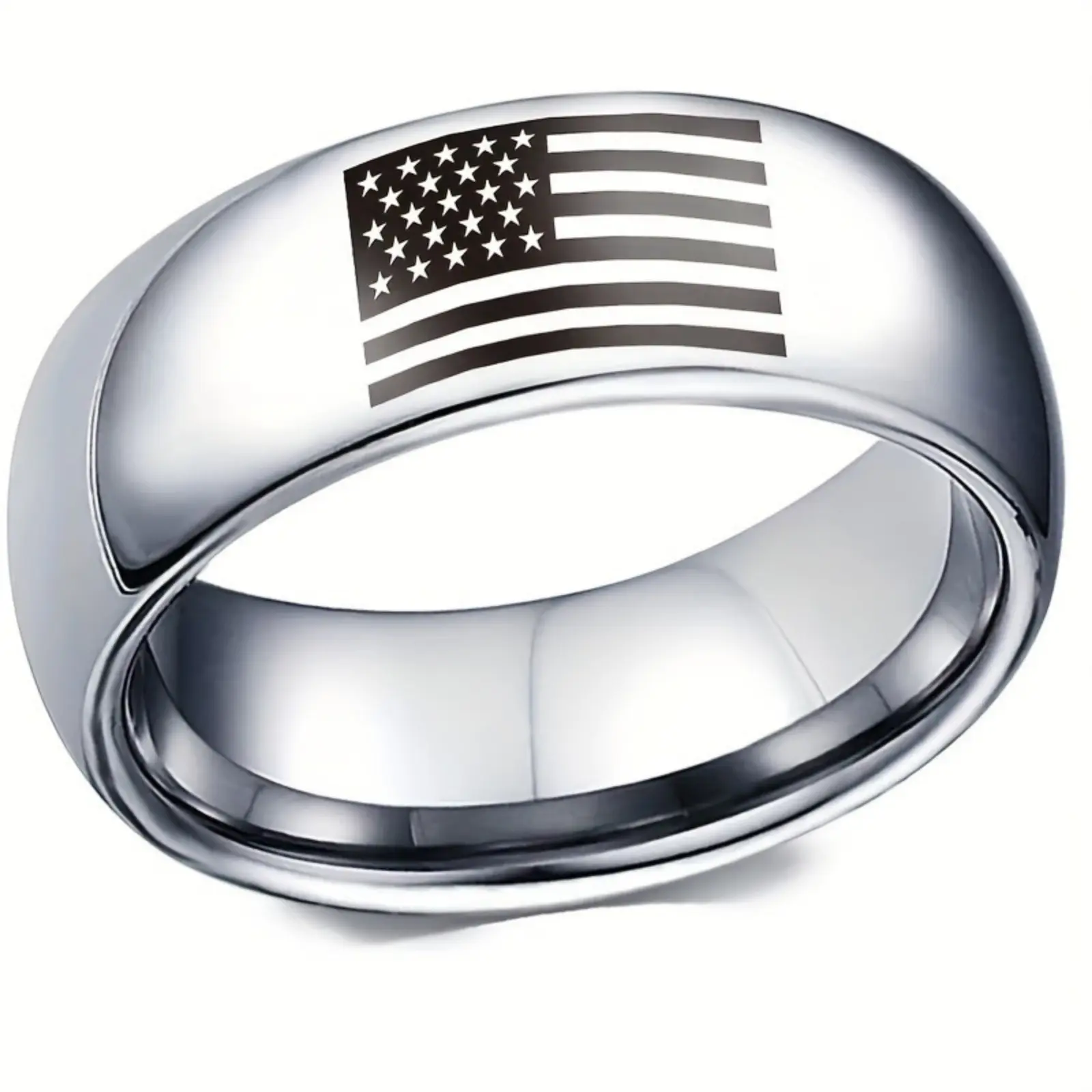 Fashionable and Minimalist Flag Pattern Ring, Suitable for Both Men and Women for Independence Day in The United States