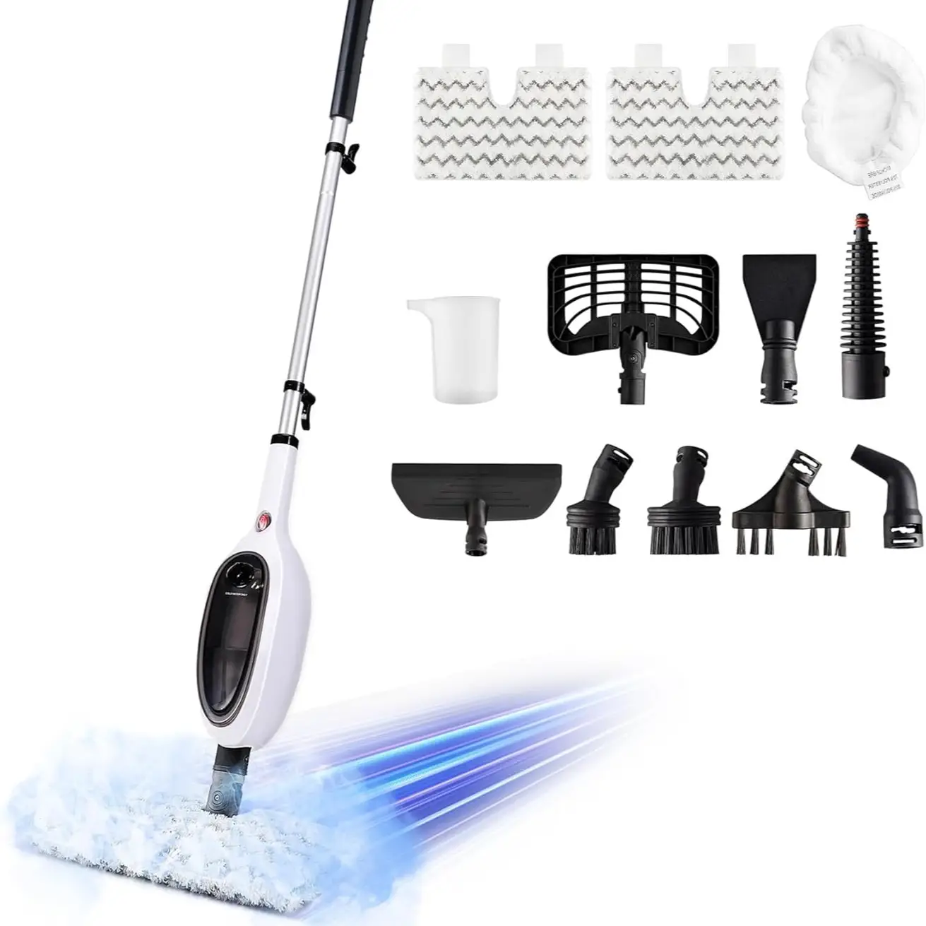 Adjustable Multi-function 10-in-1 Steam Mop with Detachable Handheld Steamer with Durable Replacement Parts and Washable Microfiber Pads Cleaning Ho