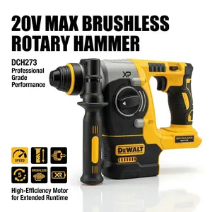 Dewalt DCH273 20V Brushless Rotary Hammer Drill Kit – 2.4J Impact Energy for 4-12mm Concrete Drilling – 360° Auxiliary Handle & Variable Speed