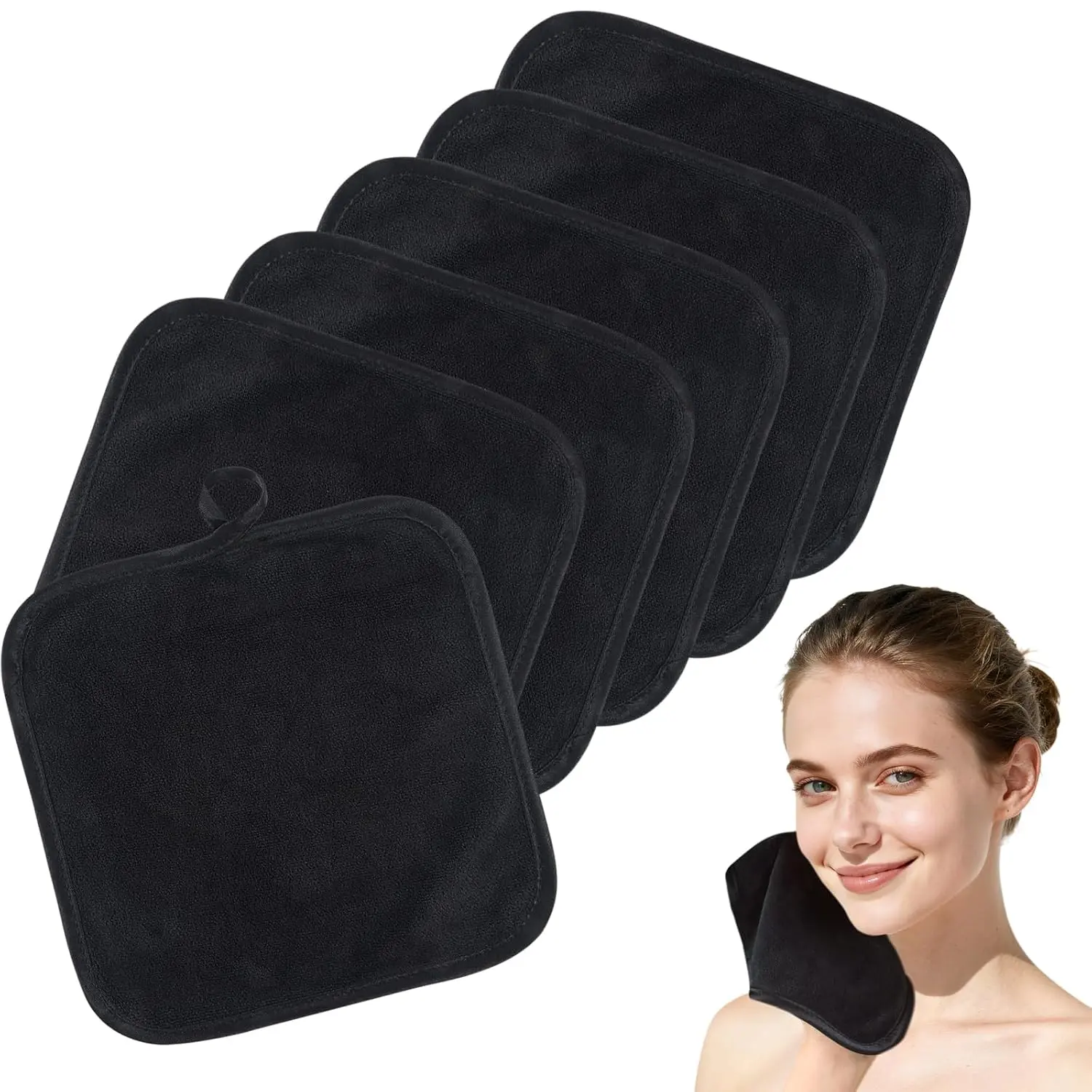 Microfiber Facial Cloths Fast Drying Washcloth 8inch x 8inch Absorbent Face Wash Cloth Soft Makeup Remover Cloths