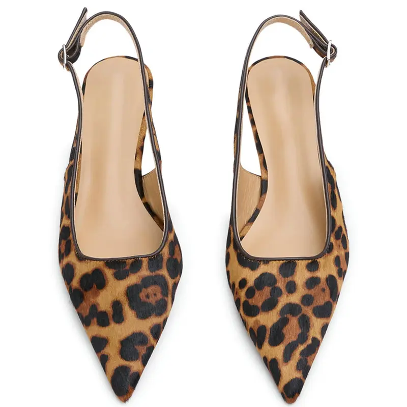 Womens Classic Leopard Print Slingback Heels Featuring Comfortable Kitten Heel Design Elegant Dress Shoes for Work Events and Special Occasions Girl Footwear  Buckle sandals women