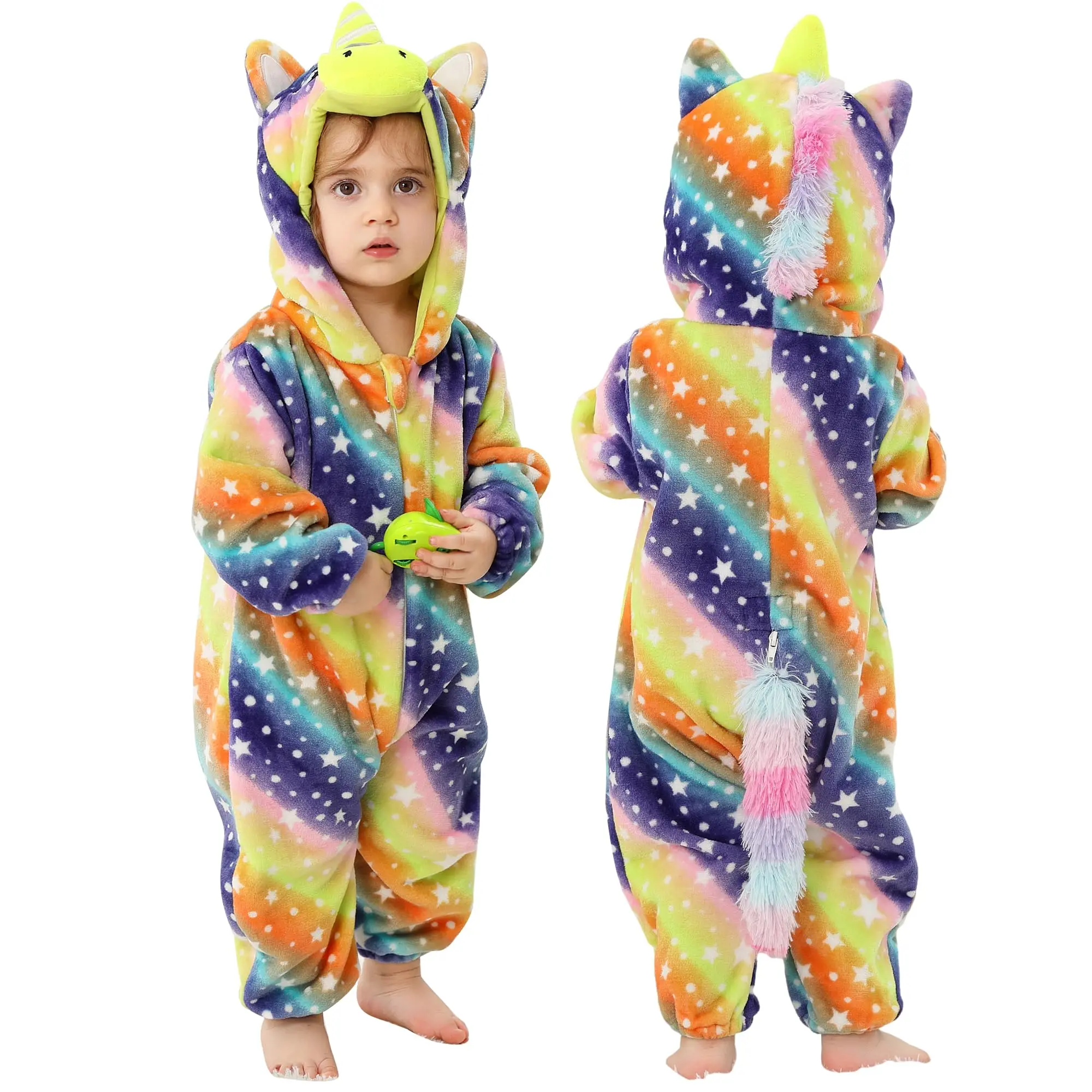 Viral Flannel Animal Romper | Unicorn & Deer Jumpsuit for Halloween & Christmas | Soft Thermal Onesie 2-36M | TikTok Baby Gift Idea