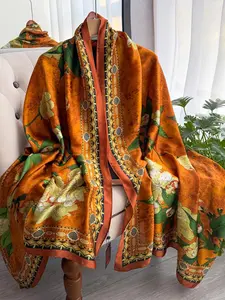 Bohemian Paisley Print Shawl for Women, Vintage Fashion Scarf, Fitted Woven Fabric, All Seasons Stylish Accessory