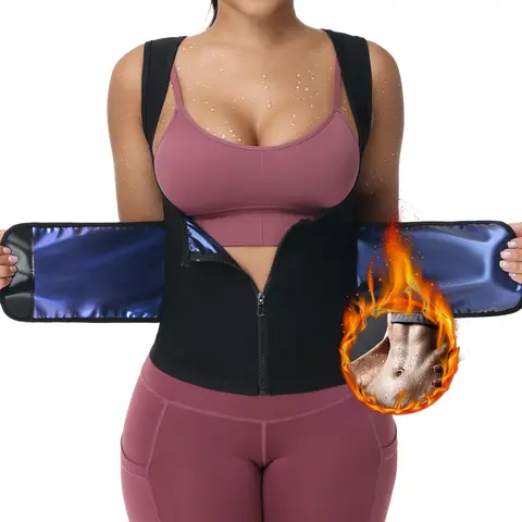 Women's Sauna Vest Tank Top with Zipper, Fajas Waist Trainer Sauna Suit Workout Body Shaper, Sports Fitness Running Yoga Gym Shapewear Sauna Suit, Fajas Para Mujer, Women Sportswear