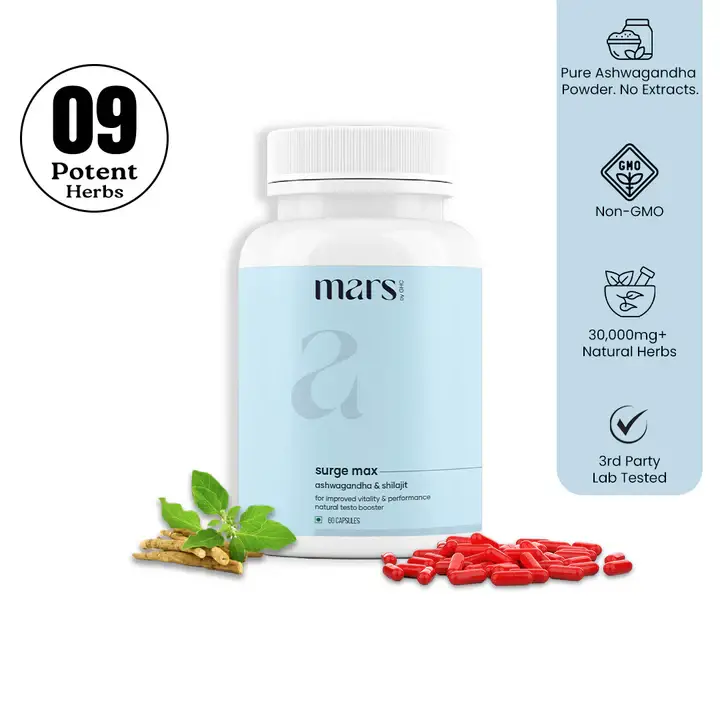 Mars Natural Ashwagandha Caps: Powered with Shilajit & Safed Musli