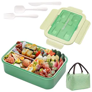 Lunch Box,Natural Wheat Fiber Materials,Ideal Bento Box for  Adults,Healthy Food-Safe Bento Lunch Boxes for Family,Dining Out,Work Container Fork Reusable Tableware