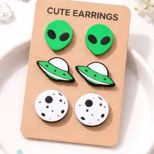 Glow in the Dark Cute Earrings - Alien, UFO, and Moon Designs for Unique Style