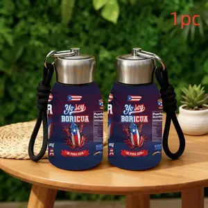 1pc 10.5oz Stainless Steel Insulated Cup, Insulated Travel Drinkware, Vacuum Sealed Reusable Hand Wash Only, Puerto Rico Flag Design, Perfect Gift for Outdoor Camping Home Use Graduation Party