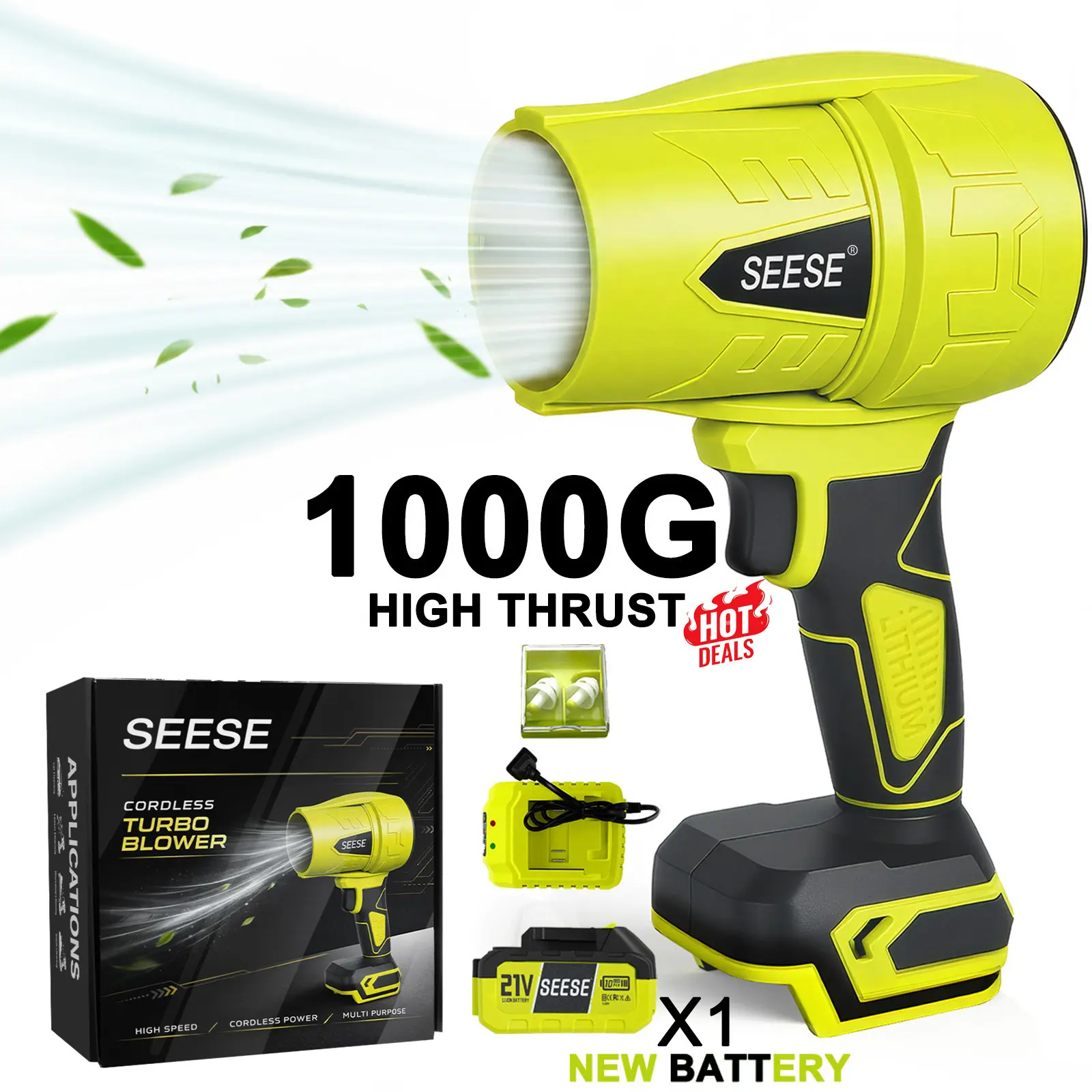SEESE Turbo Jet Leaf Blower, Violent Fan,Car Drying After Wash,Handheld Snow Blower,Cordless Turbo Power Air Duster,Good Choice For Gifts,Home Improve,Garden Maint, Halloween gifts