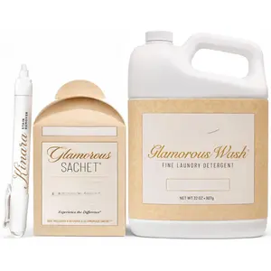 Glamorous Wash Diva Fine Laundry Detergent Kit - 32oz Liquid Detergent for Clothing, Hand & Machine Washable, with Kinara Stain Remover Pen & Dryer Sachets