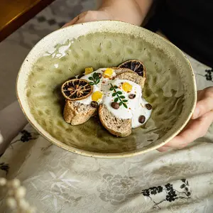 Deep Dish Irregular Salad Plate 9 Inch Dinner Plate Serving Tray, Unique Design for Dining Table, Durable & Stylish Food Container