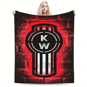 Vintage style Kenworth theme print ultra soft flannel blanket - a must-have for home, office and travel in all seasons 60*50 warm nap blanket