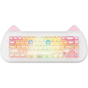 XVX C67  Mechanical Keyboard Cute Design, 60% Gaming Creamy Keyboard Custom QMK/VIA, BT5.0/2.4G/USB-C Mode, Hot Swappable Linear  RGB Backlits, Gasket Mount for Win/(AcriCat, )