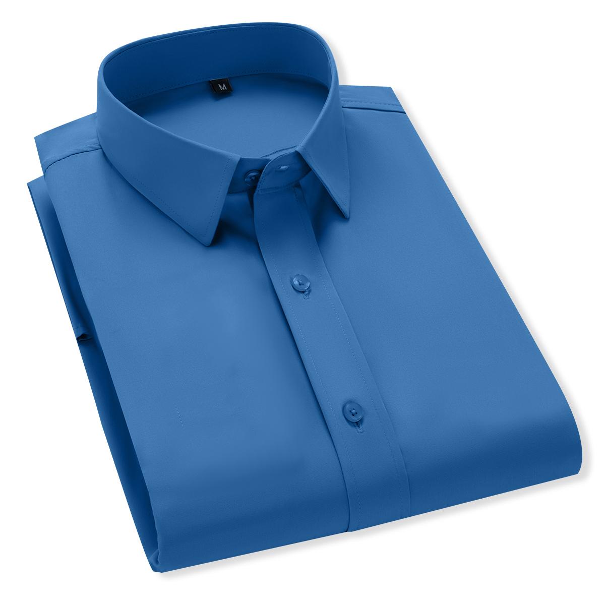 Men's business casual button-up shirt - elegant solid color dress shirt, multi-scene wedding/party/workplace wear, all-season thin anti-wrinkle style