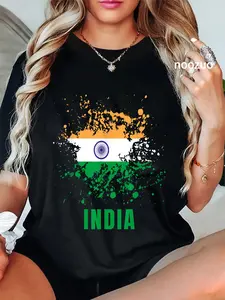 100% Cotton India Retro Vintage Watercolors Sport Indian Flag Souvenir T-Shirt