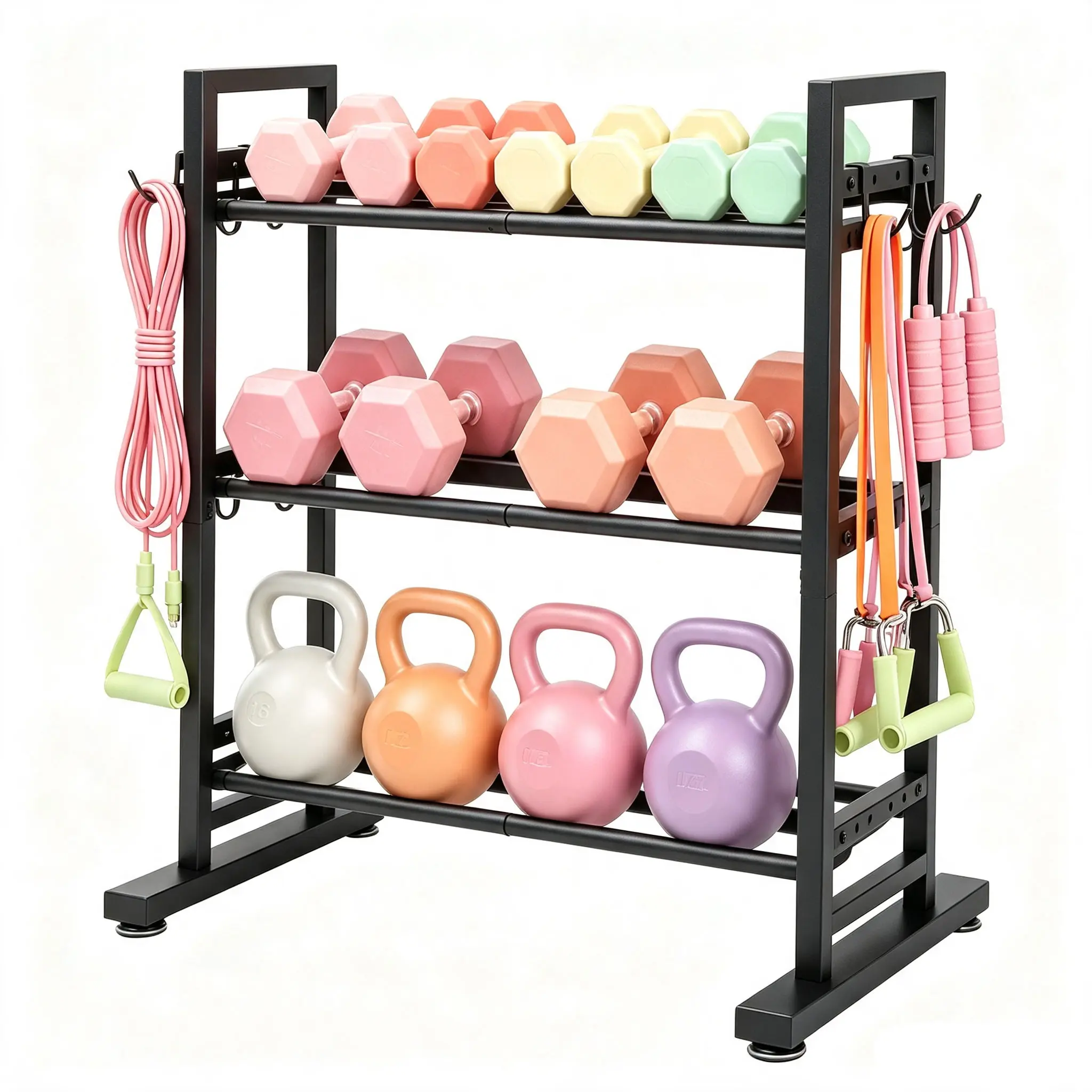 3-Tier Weight Rack for Home Gym, 300LB | 450LB Adjustable Dumbbell Rack Stand Only Weight Storage Rack Gym Organizer