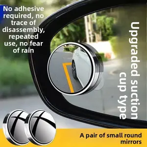 Car Rearview Mirror Blind Spot Assistance, Automotive, 360 Degree Suction Cup Ultra-Clear Mirror, Small Round Convex Mirror for Safe Driving, Car Accessories