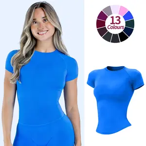 JGS1996 Women's Impact Short Sleeve Top – Breathable Seamless Round Neck Fitness Workout T Shirt Comfortable Casual Yoga Gym Tee Activewear Sportswear