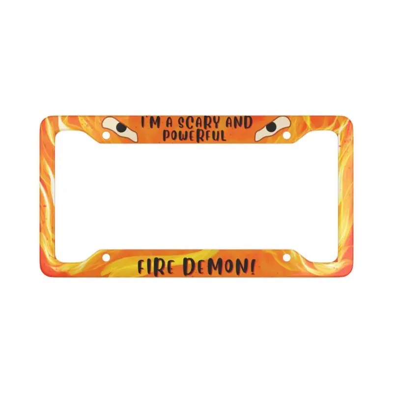 Calcifer Fire Demon License Plate Frame Howl's moving Castle Studio Ghibli Fanart Anime License Plate Frame Orange Plate Frame Spark Fire