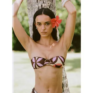 Sunset Fever Strapless Bikini Top Vintage Geo