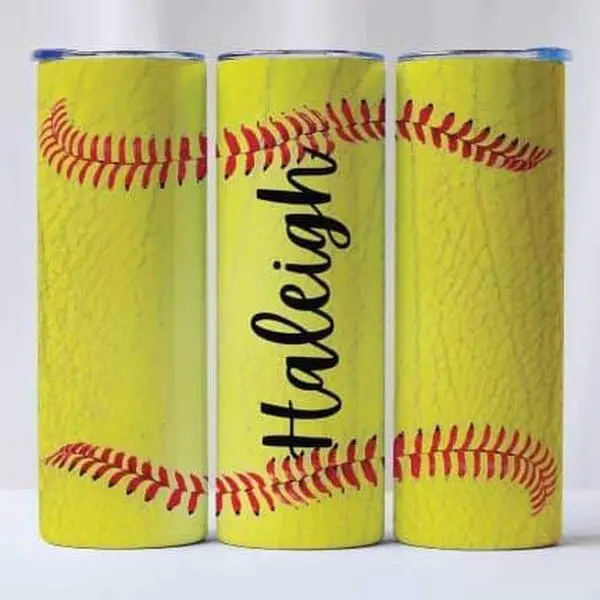 Personalized 20oz softball tumbler with lid and straw Bottle Drink Drinkware Water Bottles Beverage Container Portable Mug
