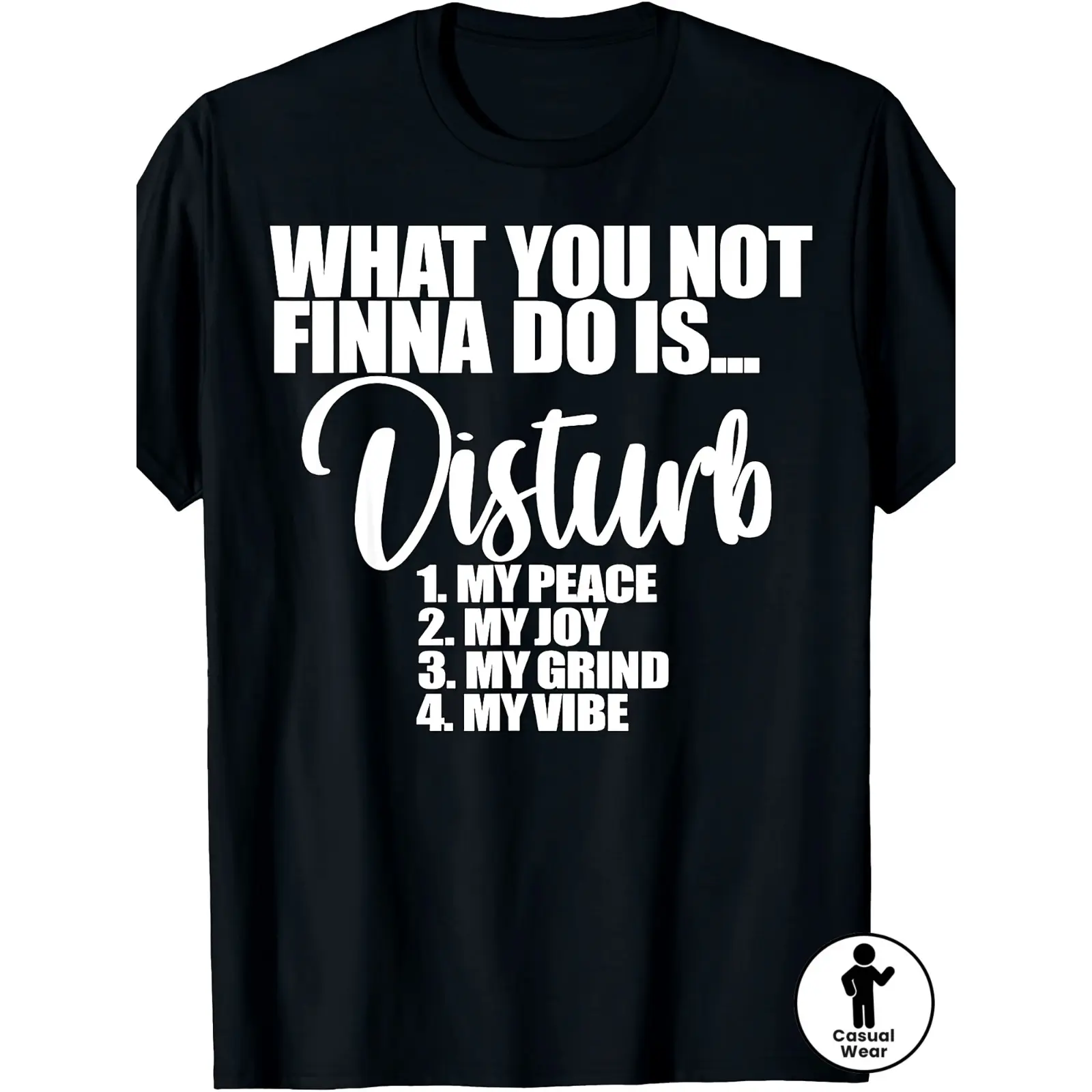 Men's Heavyweight T-Shirt in Premium Cotton, Classic Retro "Do Not Disturb" Slogan Graphic, Vibrant All-Season Digital Print