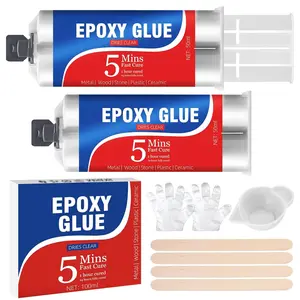 5 Minute Epoxy Glue, Clear Epoxy  Adhesive, Quick Dry Welding Repair Glue, Multipurpose   - Incredibly  Bonding for Metal, Plastic, , Stone, Ceramic, Glass, Leather(100ml)