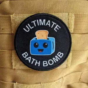 Ultimate bath bomb meme 3" circle removable morale patch with hook and loop backing Ultimate bath bomb meme 3" circle removable morale patch with hook and loop backing
