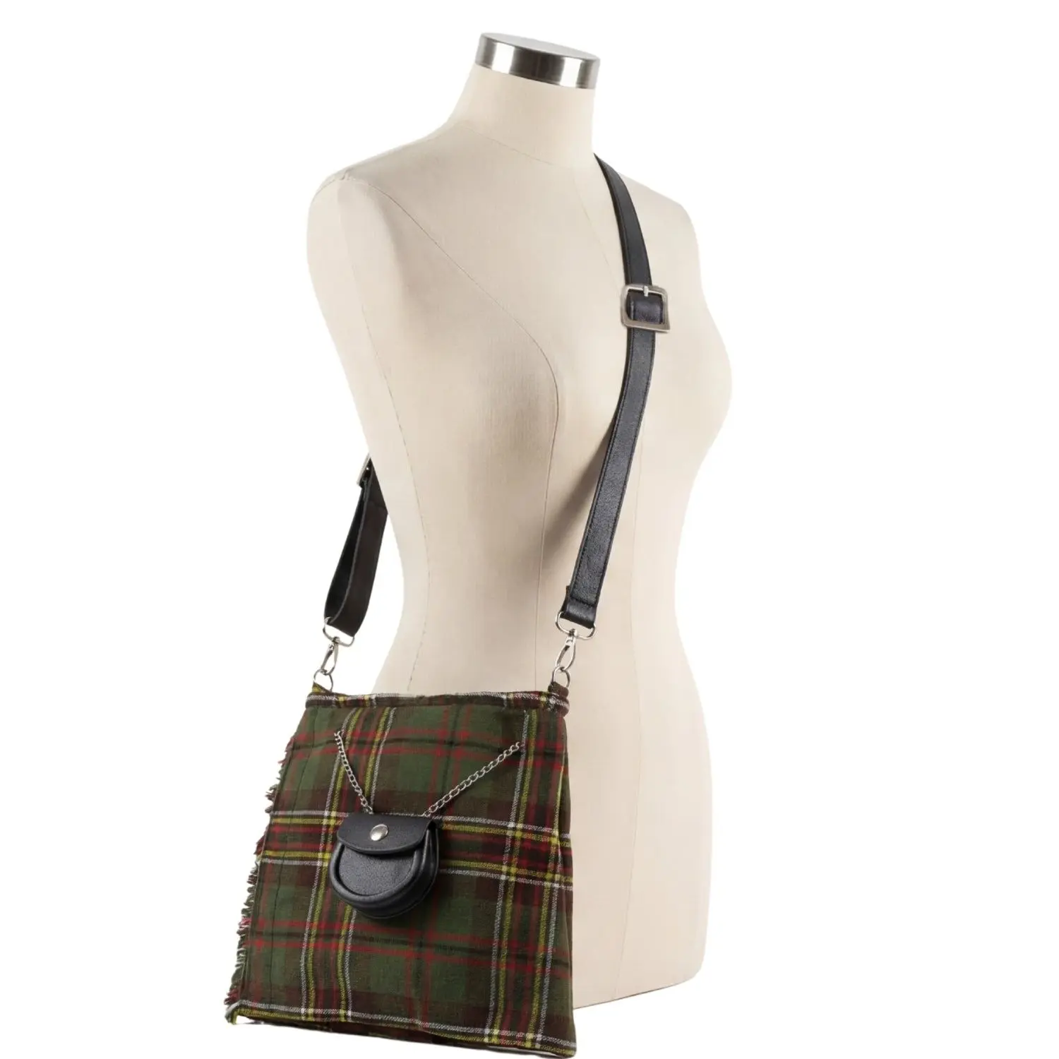 Women's Tartan Kilt Purse, Athletic-Casual Crossbody-Shoulder Bag, Heavy-Duty Design, Zip Closure, Hand Wash Only, Sweet