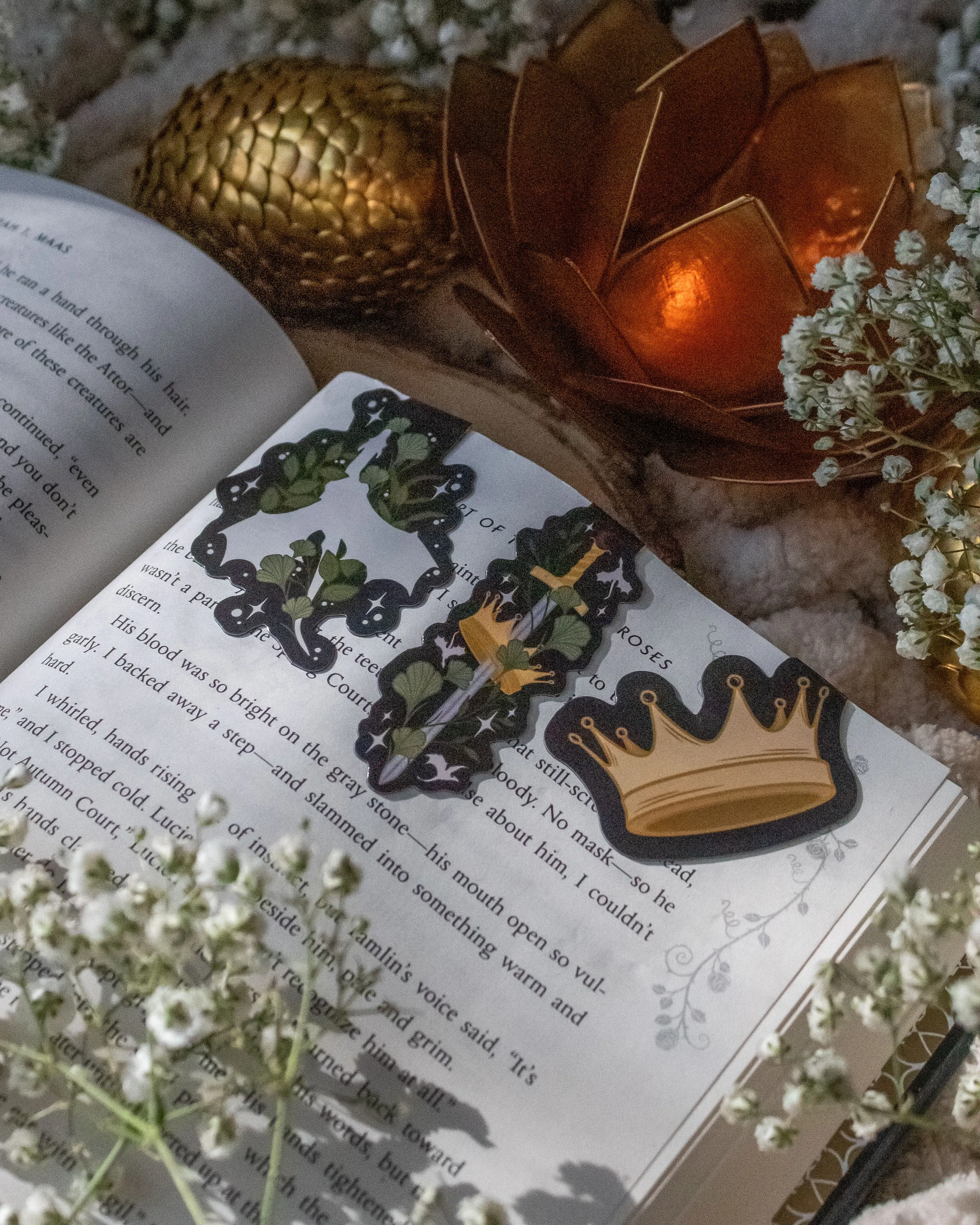 Magnetic Bookmarks | Set of 3 | Fantasy Reader Bookmarks | Glossy, Double Sided decorative bookmark