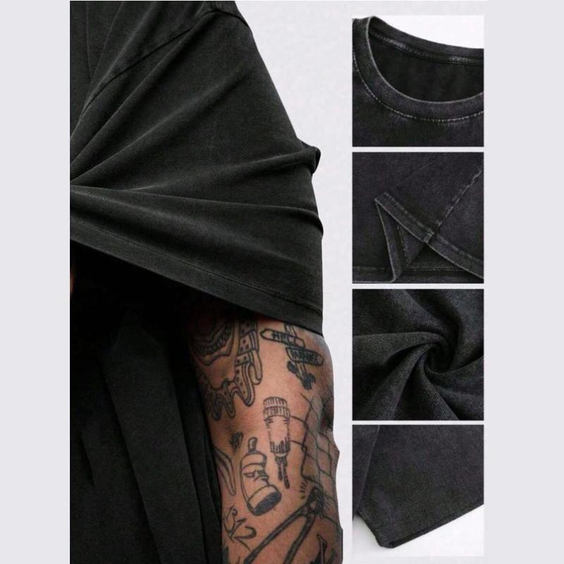 Unisex Make Heaven Crowded Print Acid Washed T-shirt Plus Size