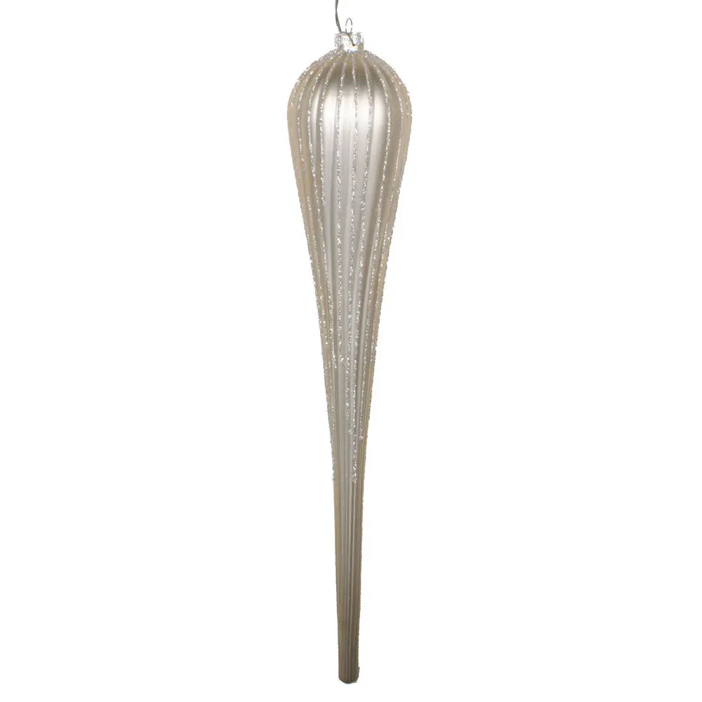 Vickerman MT195138D 15.75" Champagne Matte Glitter Drop Christmas Ornament Pack Of 2