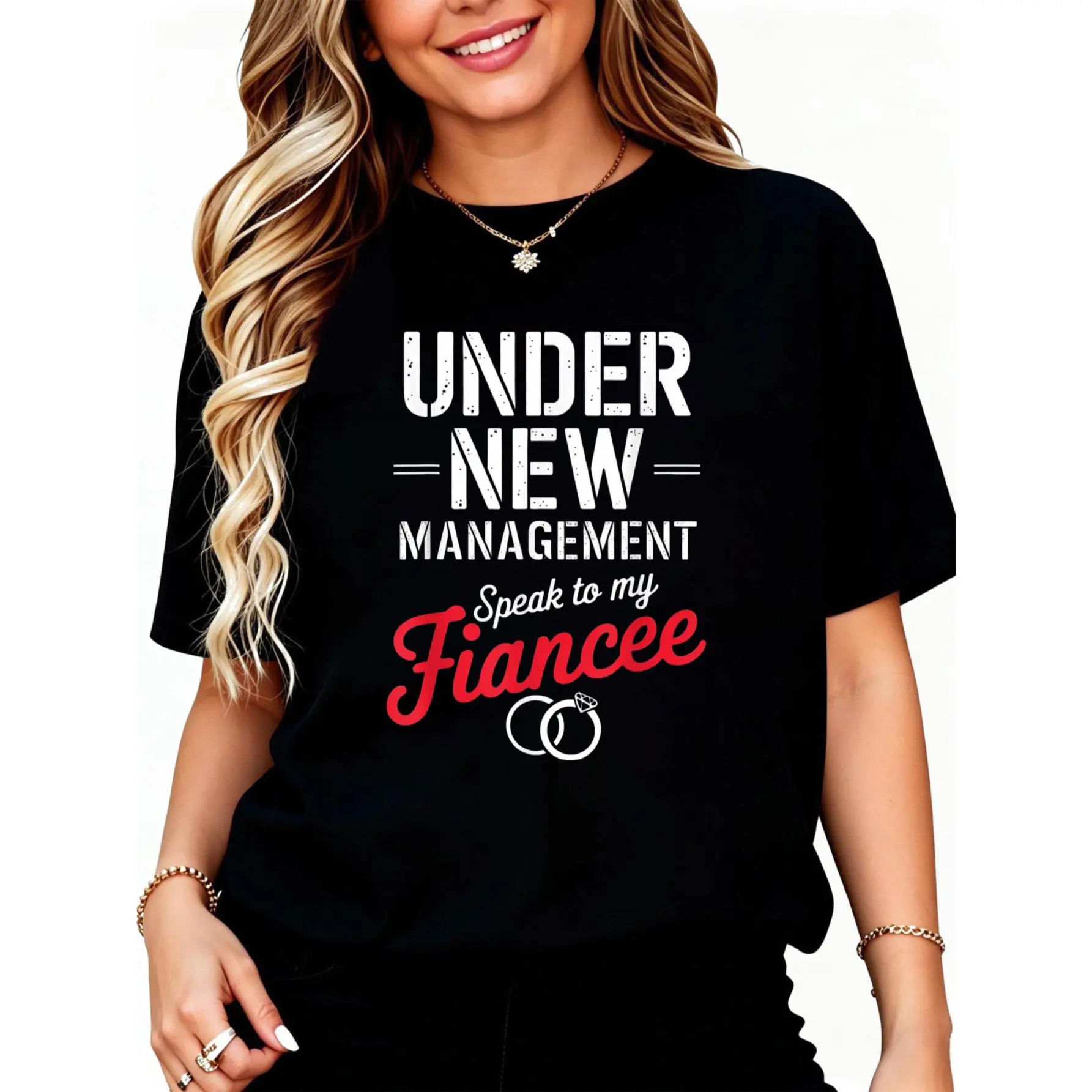 100% Cotton Speak to My Fiancé Fiancee Couple Wedding Newly Engaged T-Shirt Unisex Adult Clothing Streetwear Crewneck Classic