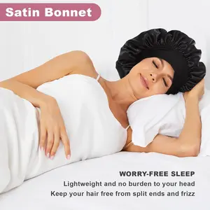 4PCS Satin Sleep Bonnet – Soft & Breathable Black