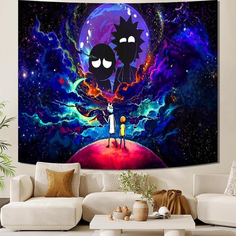 Trip-py Space Wall Tapestry Hippie Anime Poster for Bedroom Aesthetics Funny Galaxy Star Room Decor Flag Wall Hanging for Teen Girls Men Dorm Living Room