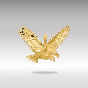 14K Gold Extra Large Flying Eagle Pendant - Model C542