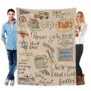 Gilmore Girls Letter Pattern Blanket, Slogan Print Blanket, 1 Counts Soft Warm Throw Blanket, Air-conditioned Room Blanket, Warm Nap Blanket for Home Office Travel Camping