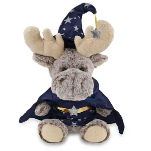 SUPER-SOFT PLUSH - SITTING MOOSE WITH WIZARD DRESS UP